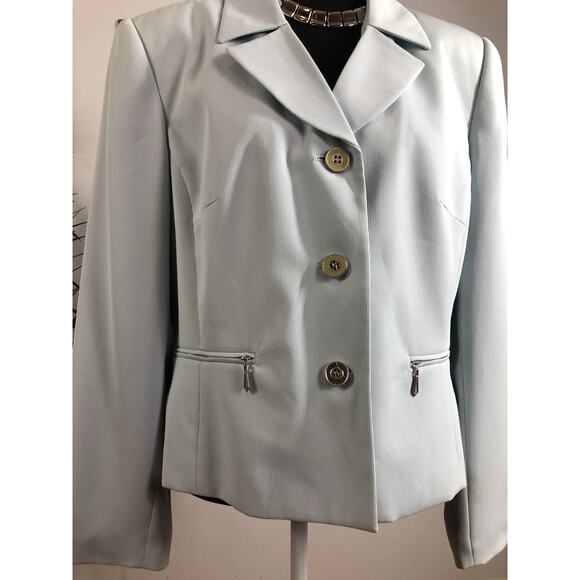 Le Suit New York Women Jacket 14 Clueless Preppy Office Siren Blue 3 Buttons - Picture 2 of 9